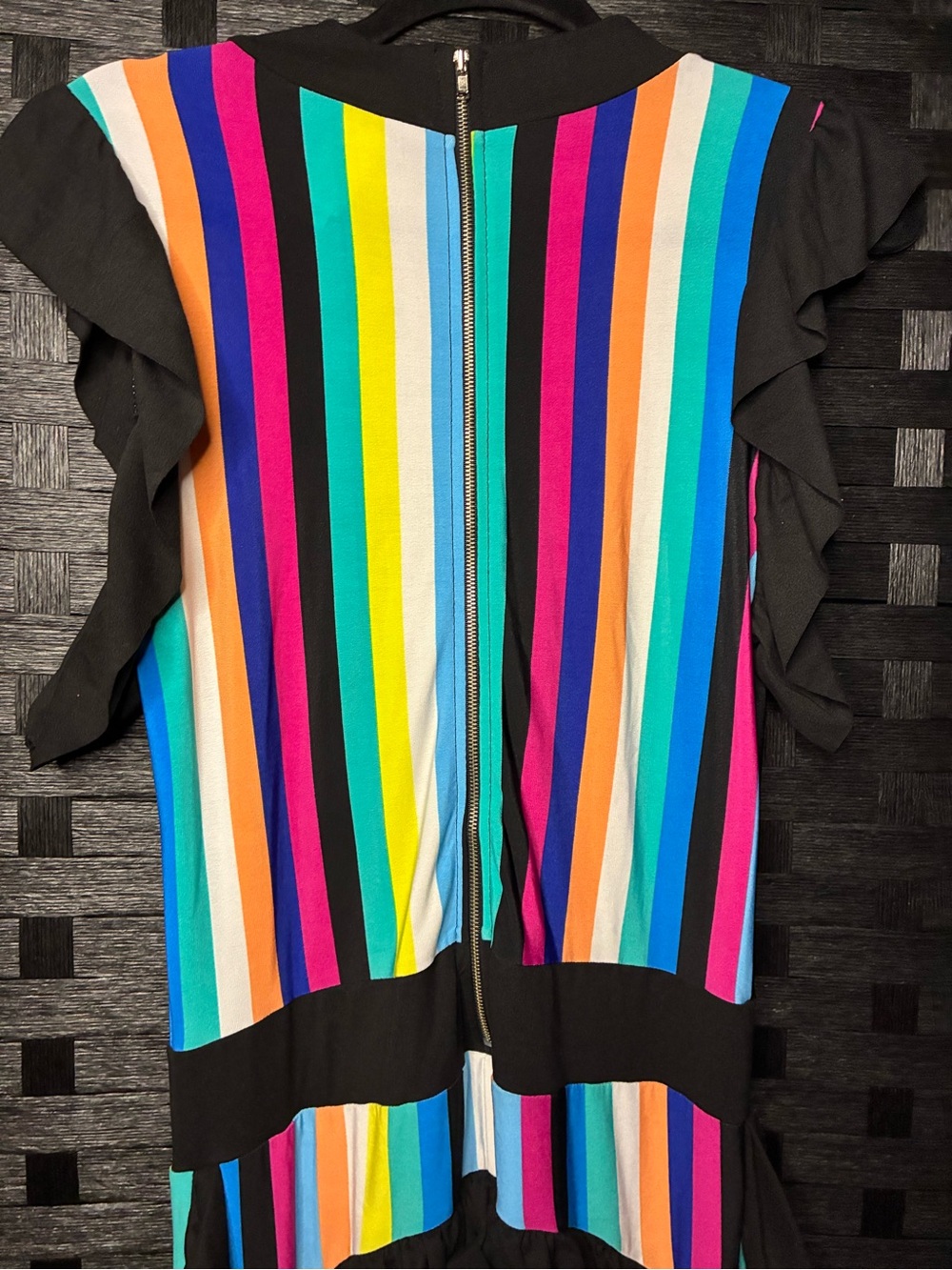 Women’s Multicolor Stripe Jumpsuit with Black Trim - Picture 8 of 9